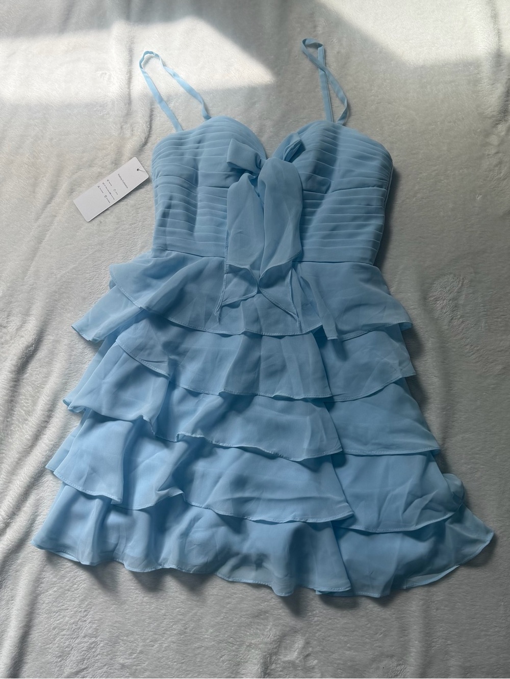 Light Sky Blue Ruffle-Tiered Party Dress for Girls
